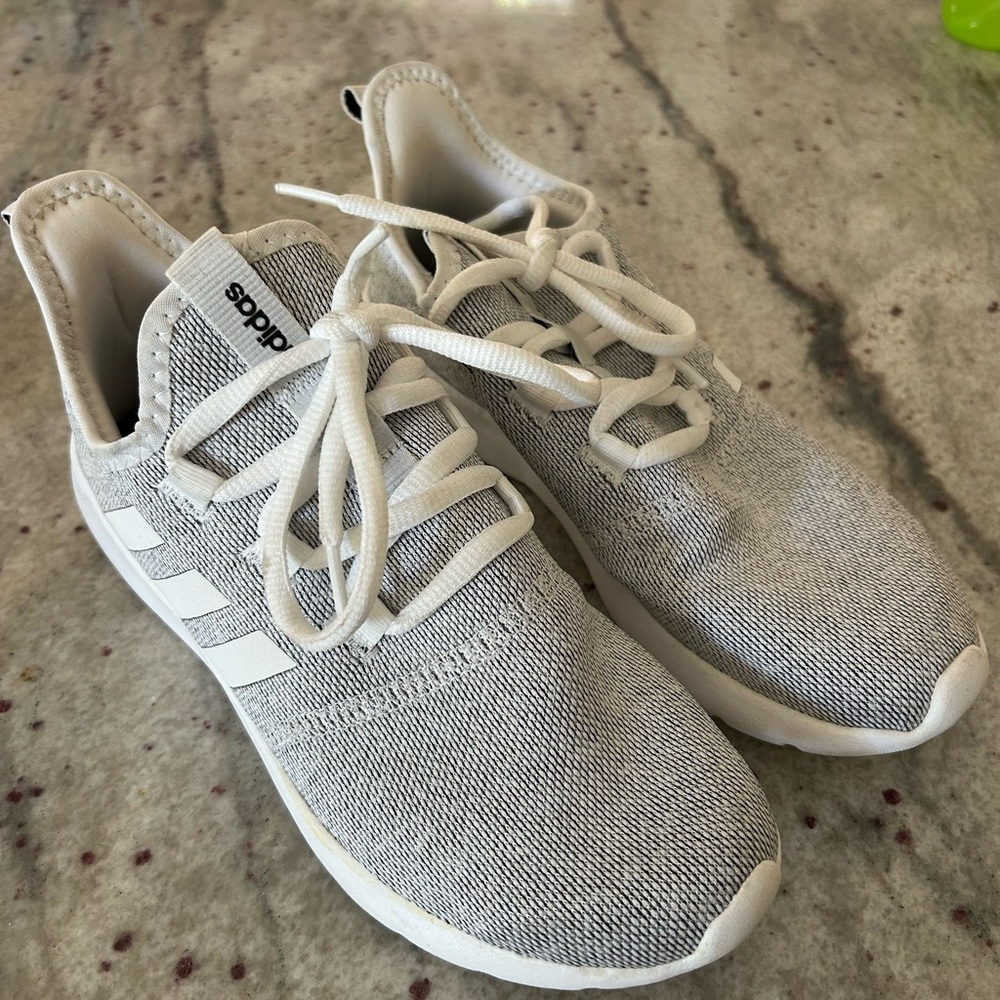 Adidas Light Gray and White Running Shoes